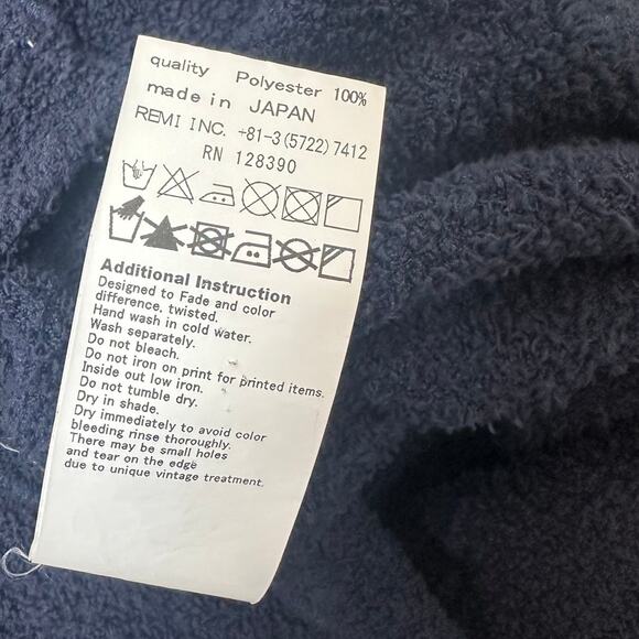 Remi Relief Blue Plush Hoodie Made in Japan Pullover sz L Japan=M US - Picture 5 of 6